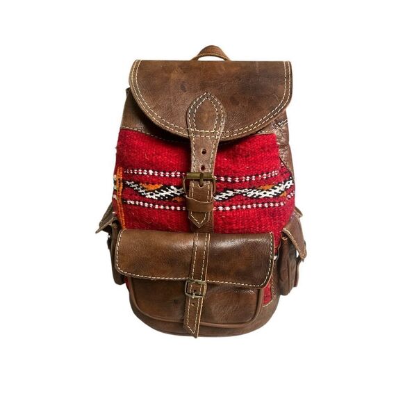 Moroccan leather backpack boho unisex - Picture 1 of 8